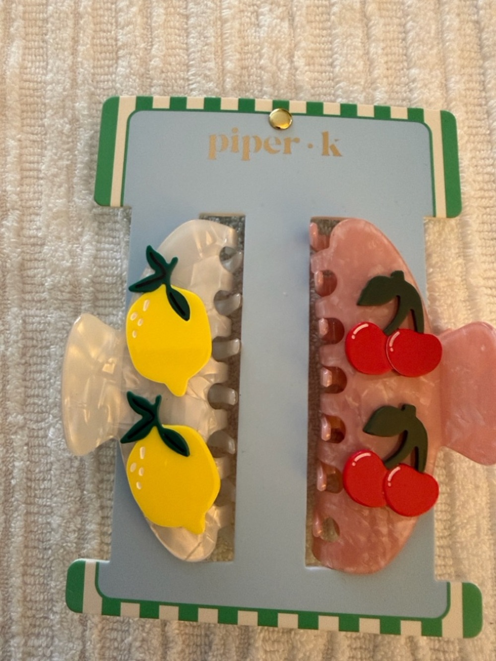 Piper K Lemon & Cherry Hair Claw Clips - Yellow & Pink